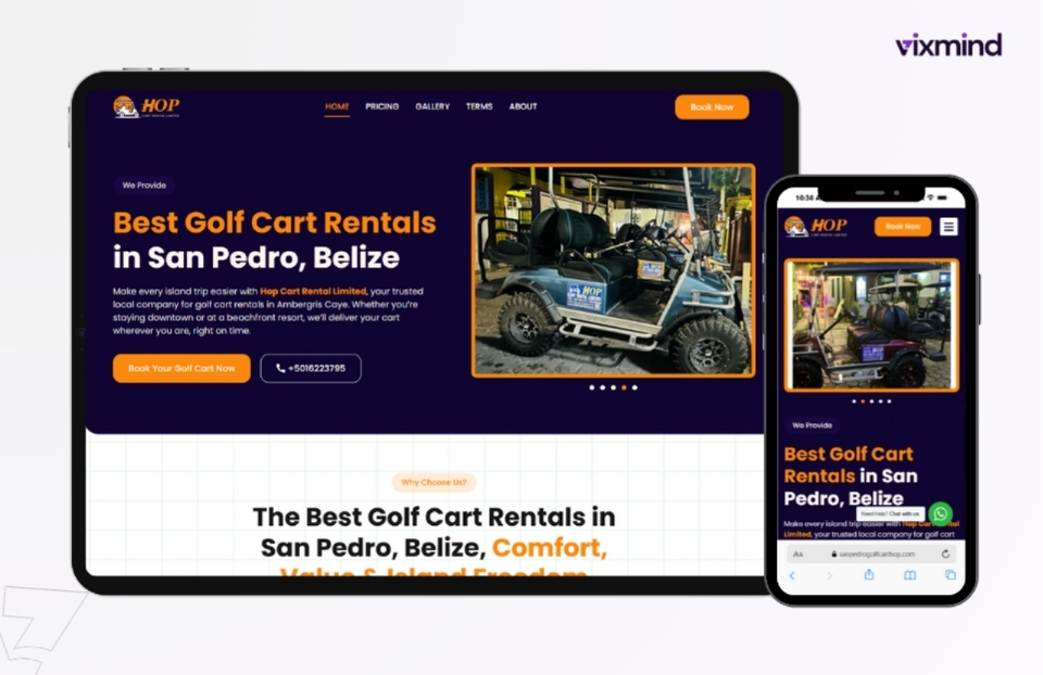 Golf Cart Rental Website, Vixmind