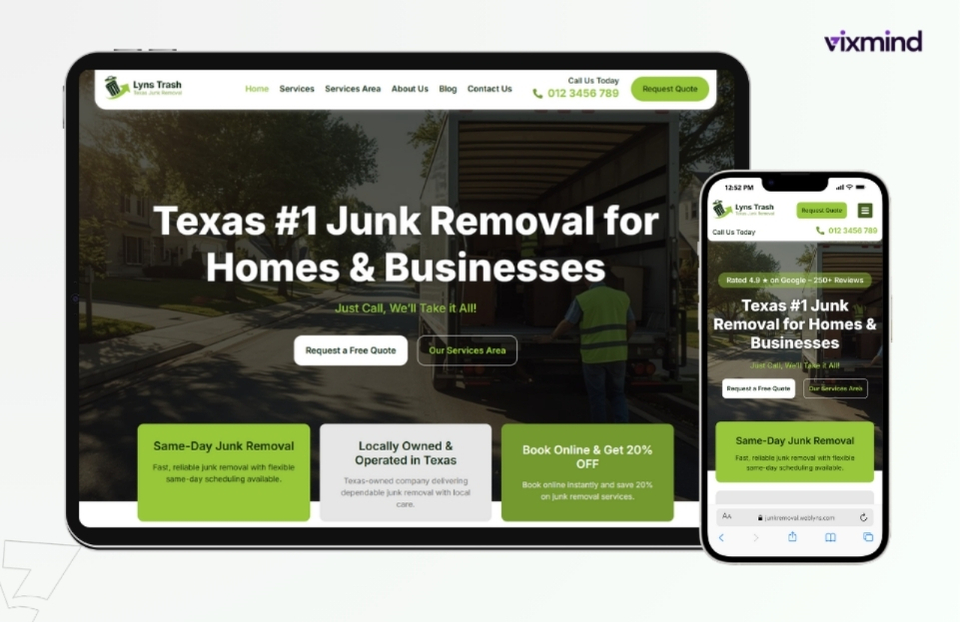 Junk Removal Website, vixmind
