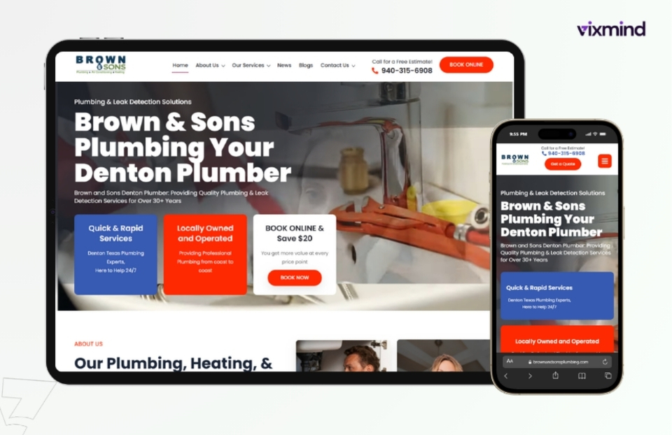 plumbing website, vixmind