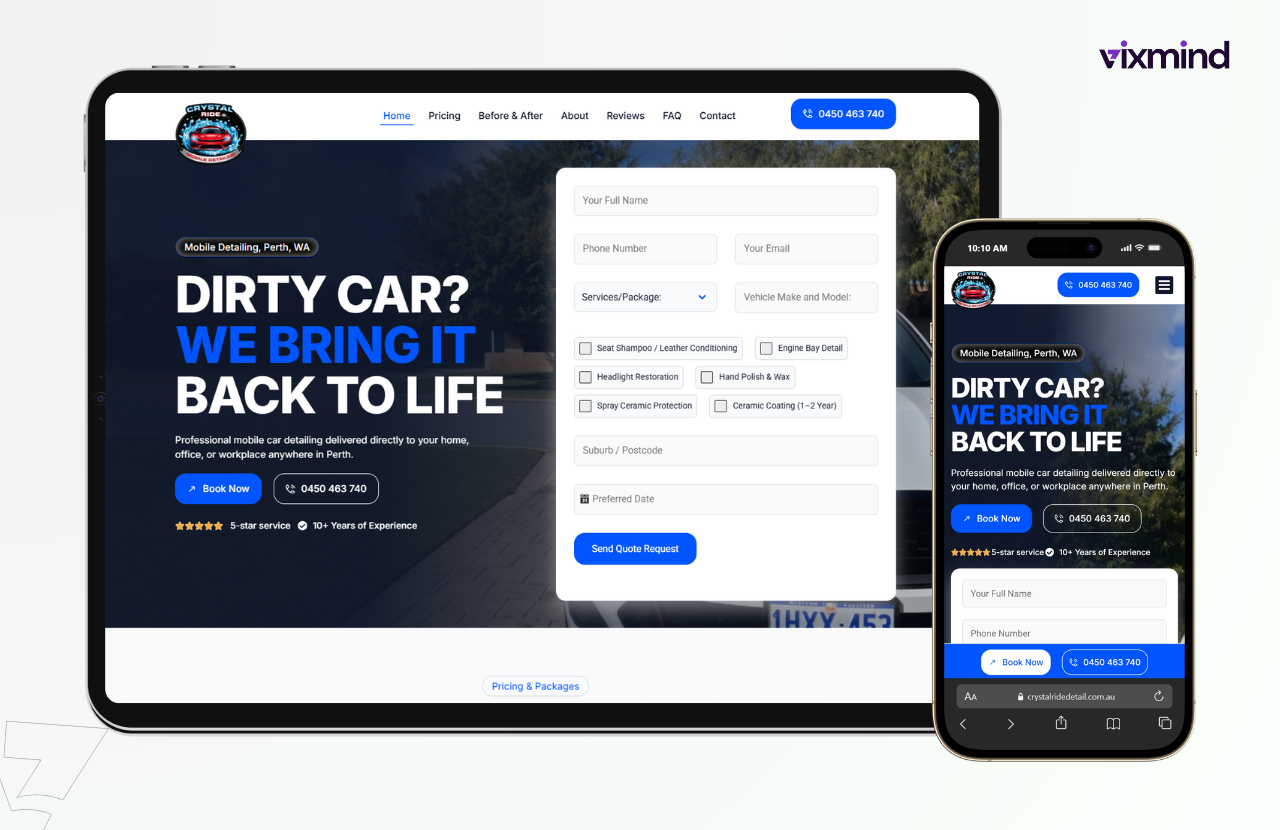 Auto Detailing website design by Vixmind