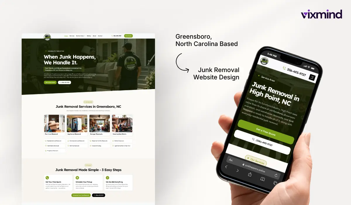 junk removal web design greensboro nc by vixmind